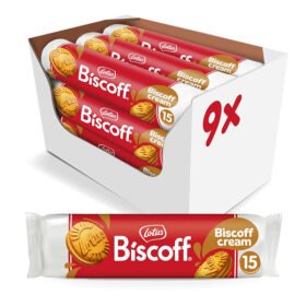 Lotus Biscoff Sandwich Cookies, Biscoff Cream, 15 Cookies per pack, 5.29 Ounce (Pack of 9)